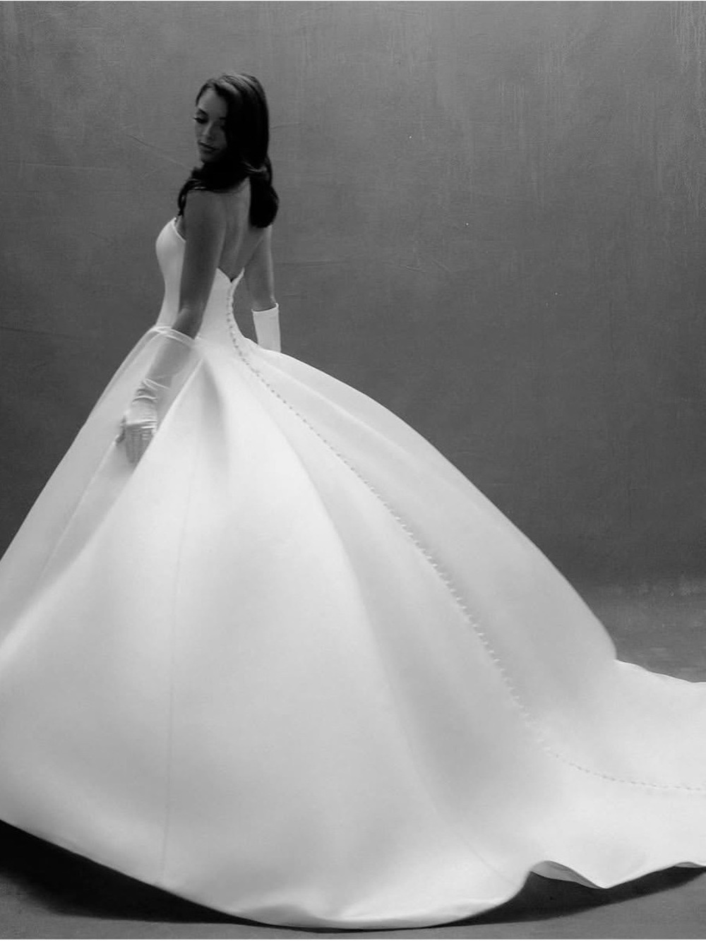 Strapless basque waist wedding gown